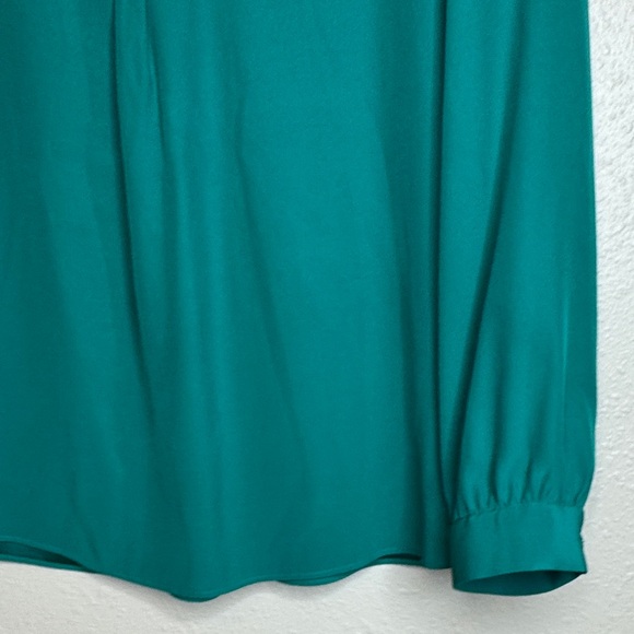 Lafayette 148‎ New York Turquoise 100% Silk Blouse - Picture 5 of 13